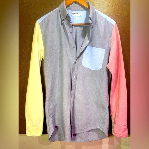 Vintage American Apparel Oxford Colorblock Shirt XS - Y2K/90s Preppy Unisex - Picture 4 of 12